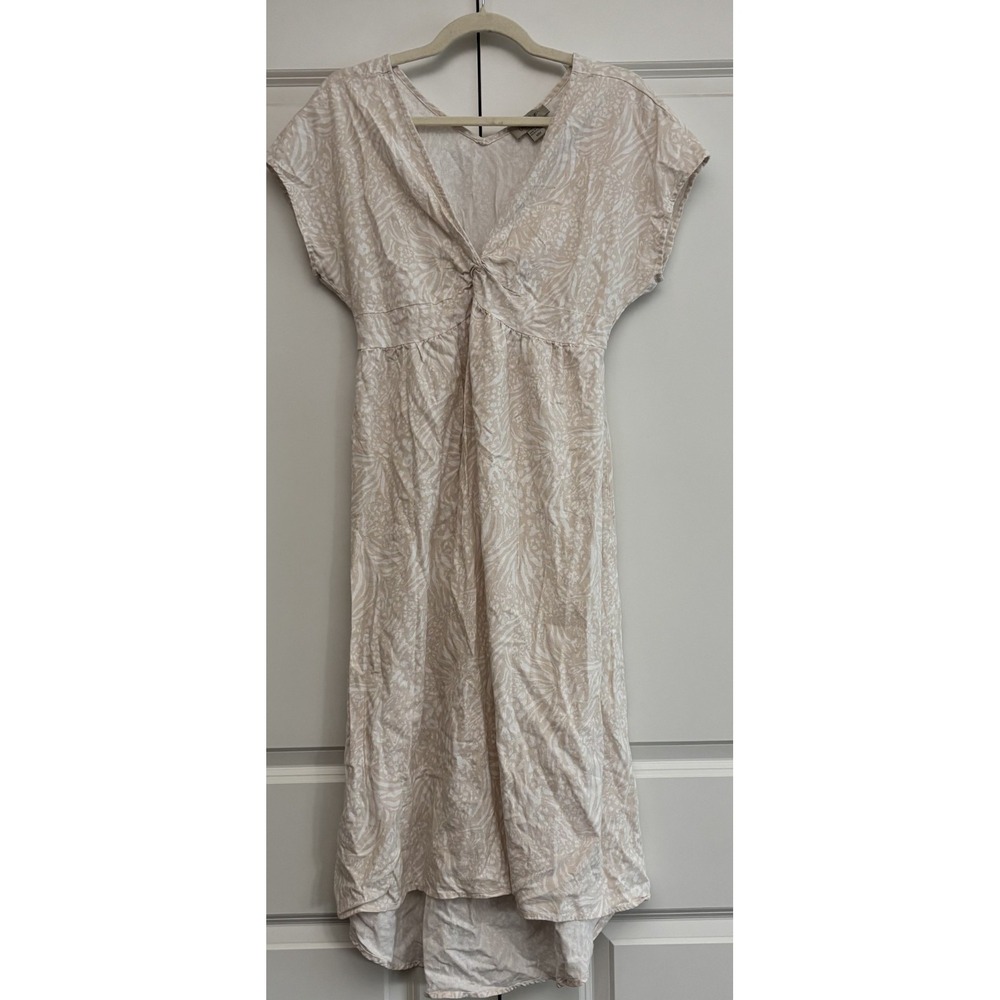 Charlie Paige Womens A-Line Midi Dress Beige V-Neck Empire Waist Abstract M